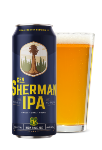 Can of Gen. Sherman IPA with glass of beer